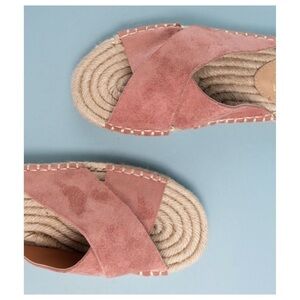 ELLA Suede Criss Cross Espadrilles in Rose